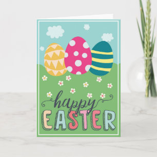Fijne Pasen met kleurrijke paaseieren groeten Kaart
