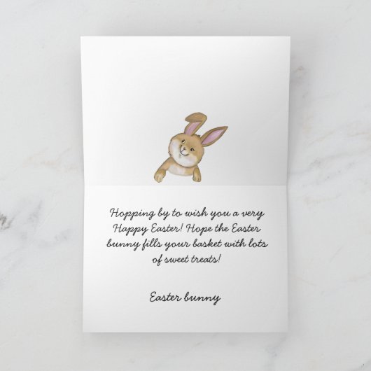 Fijne Pasen | Paashaas en foto gevouwen Kaart (Binnen)