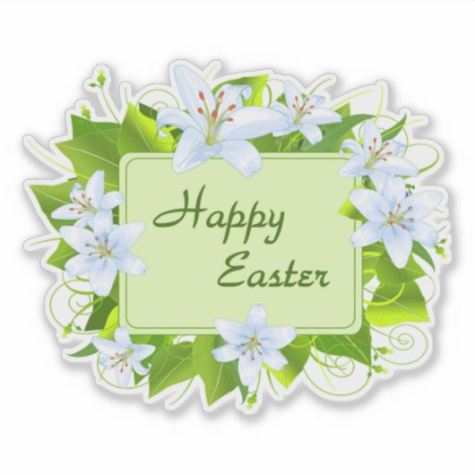 Fijne Pasen, Paaslelies Sticker (Voorkant)