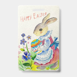 Fijne Pasen. Schattigee konijnenwiteieren Badge