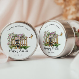 Fijne Pasen | Schattigee puppy konijn gepersonalis Ronde Sticker