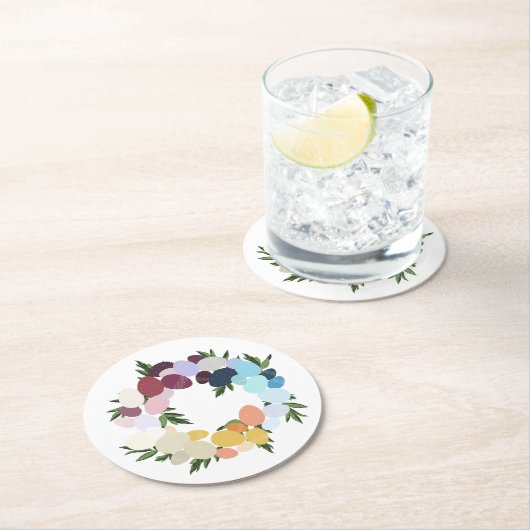 Fijne Pasen. vakantie krans. Ronde Kartonnen Onderzetter (Insitu)