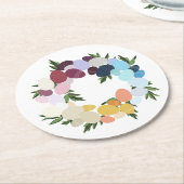 Fijne Pasen.  vakantie krans. Ronde Kartonnen Onderzetter (Gebogen)