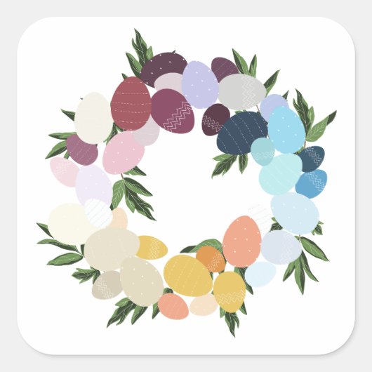 Fijne Pasen.  vakantie krans. Vierkante Sticker (Voorkant)