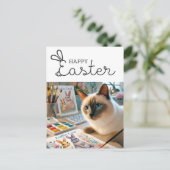 Fijne Pasen voor kattenliefhebbers Briefkaart (Staand voorkant)