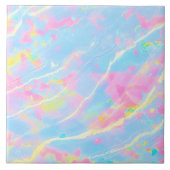 Fijne pastel marmer blauw roze geel frisse zomer tegeltje (Voorkant)