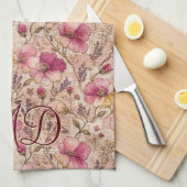 Fijne pastel patchwork bloempatroon theedoek (Quarter Fold)