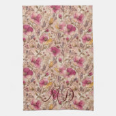 Fijne pastel patchwork bloempatroon theedoek (Verticaal)