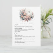 Fijne pastelbloemen Bow Floral Baby shower Menu (Staand voorkant)