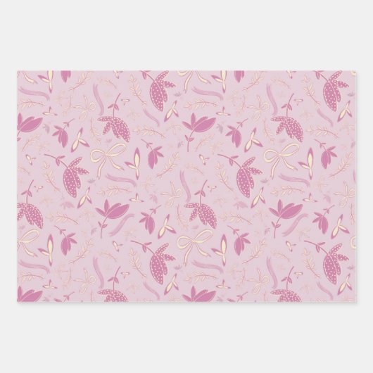 Fijne pastelbloemen en bogen inpakpapier vel (Voorkant)