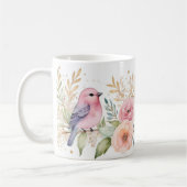 Fijne pastelvogels en glitterbloemen koffiemok (Links)