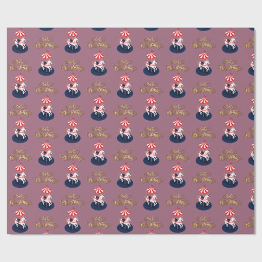 Fijne Pattern Carousel Horse. Roze en beige. Cadeaupapier (Vlak)