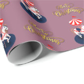 Fijne Pattern Carousel Horse. Roze en beige. Cadeaupapier (Rol Hoek)