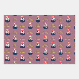 Fijne Pattern Carousel Horse. Roze en beige. Inpakpapier Vel
