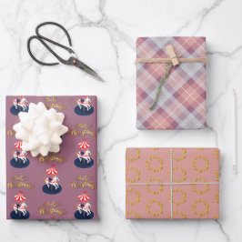 Fijne Pattern Carousel Horse. Roze en beige. Inpakpapier Vel