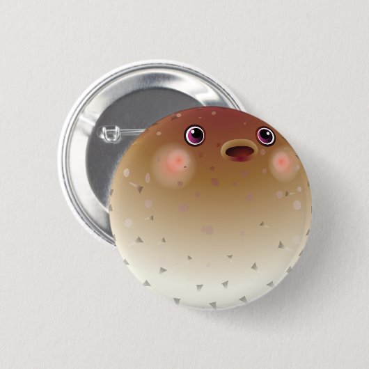 Fijne pauwvis ronde button 5,7 cm (Voorkant /achterkant)