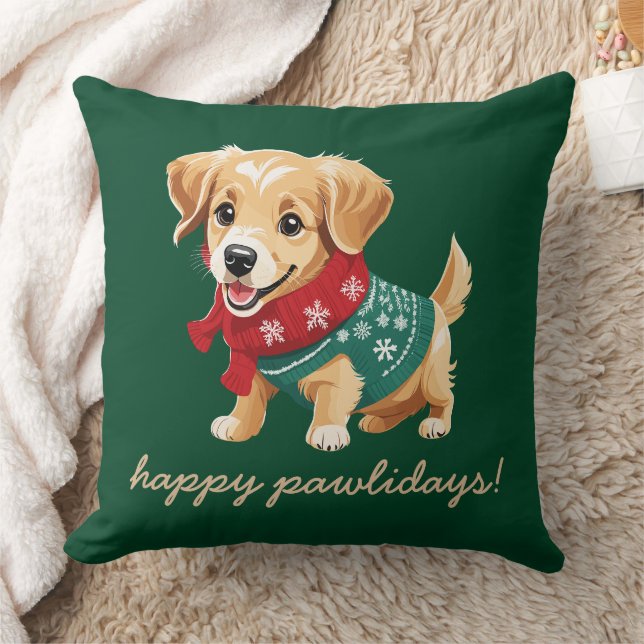 Fijne Pawholidays | Kersttrui Goldie Puppy Kussen (Deken)