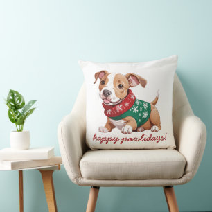Fijne Pawholidays Kersttrui Pitbull Puppy Kussen