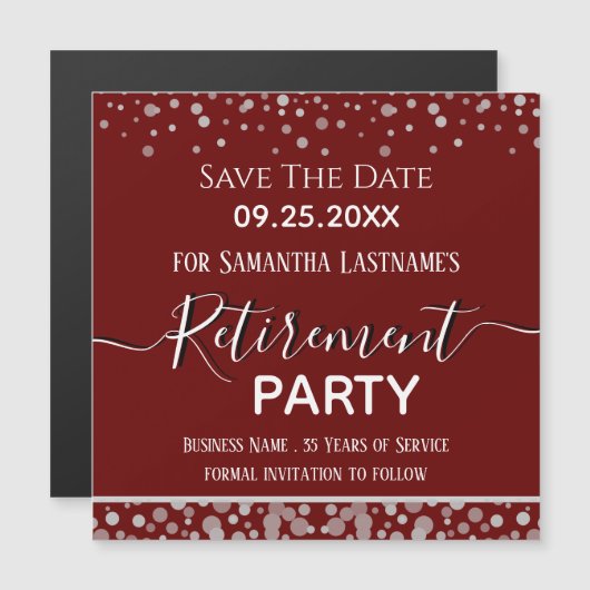 Fijne Pensioen Zilveren Confetti Save the Date (Voorkant / Achterkant)