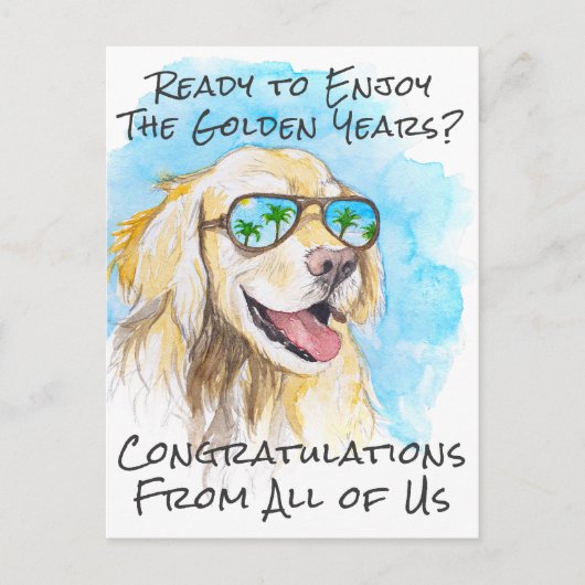 Fijne pensioenwensen van ons allemaal briefkaart (Voorkant)