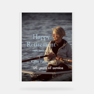Fijne pensionering foto naam jaar dienstjaren  acryl bord