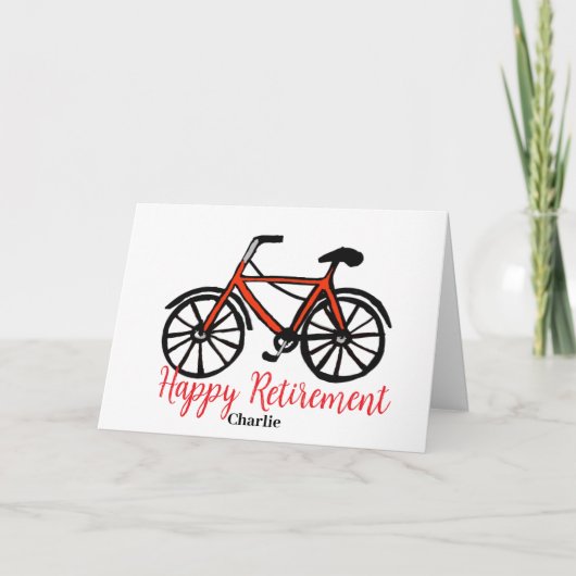 Fijne pensionering rode fiets kaart (Voorkant)