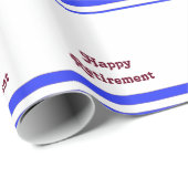 Fijne pensionering, rode streep, op witte cadeauom cadeaupapier (Rol Hoek)