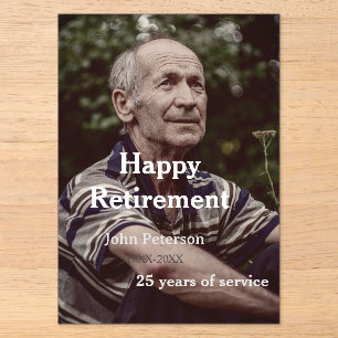 Fijne pensioneringsfoto naam jaar dienstjaren  acryl uitnodigingen