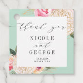 Fijne Peony gouden bloem dank u bruiloft Bedankjes Labels (Voorkant)