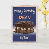 Fijne persoonlijke verjaardag/cake   "wisselnaam" kaart (Gele Bloem)