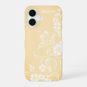 Fijne perzik en witte bloemen iPhone 16 hoesje (Achterkant)