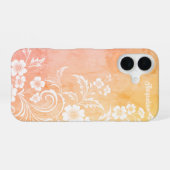 Fijne perzik en witte bloemen iPhone 16 hoesje (Achterkant horizontaal)