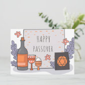Fijne Pesach| Mooi Seder Pesach uitnodiging (Staand voorkant)