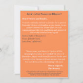 Fijne Pesach| Mooi Seder Pesach uitnodiging (Achterkant)