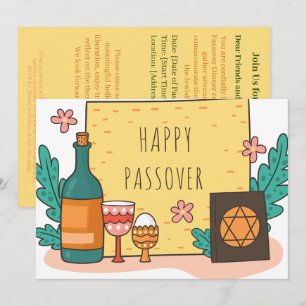 Fijne Pesach  Mooie Seder Pesach uitnodiging