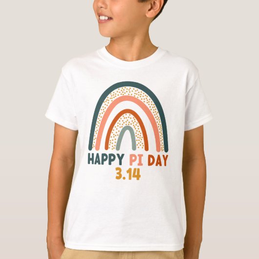 Fijne pi dag 14 maart boho regenboogkleuren t-shirt (Voorkant)