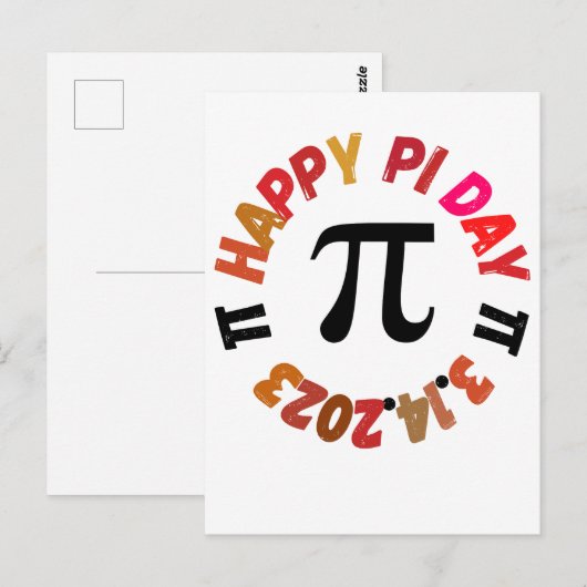 Fijne Pi Dag 3.14.2023 Briefkaart (Voorkant / Achterkant)