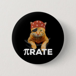 Fijne Pi-dag 3.14 Pi-symbool Kat Pirate Ronde Button 5,7 Cm