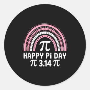 Fijne Pi-dag 3.24 Schattig Roze Boho Regenboog Pi- Ronde Sticker