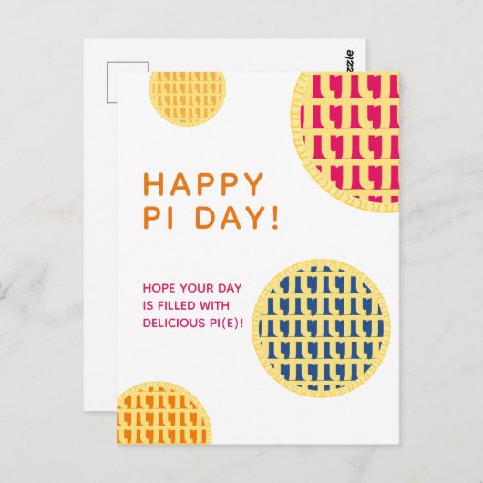 "Fijne Pi Dag!" Delicious Pi(e) | 4 Vaste werkblad Briefkaart (Voorkant / Achterkant)