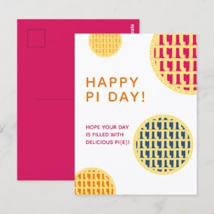 "Fijne Pi Dag!" Delicious Pi(e)   Roze advertentie Briefkaart