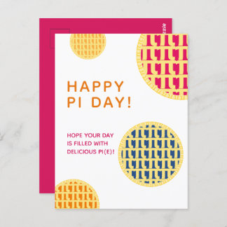 "Fijne Pi Dag!" Delicious Pi(e) | Roze advertentie Briefkaart