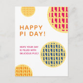 "Fijne Pi Dag!" Delicious Pi(e) | Roze advertentie Briefkaart (Voorkant)