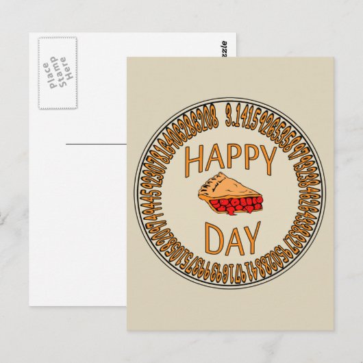 Fijne PI-dag met plakje Pi Briefkaart (Voorkant / Achterkant)