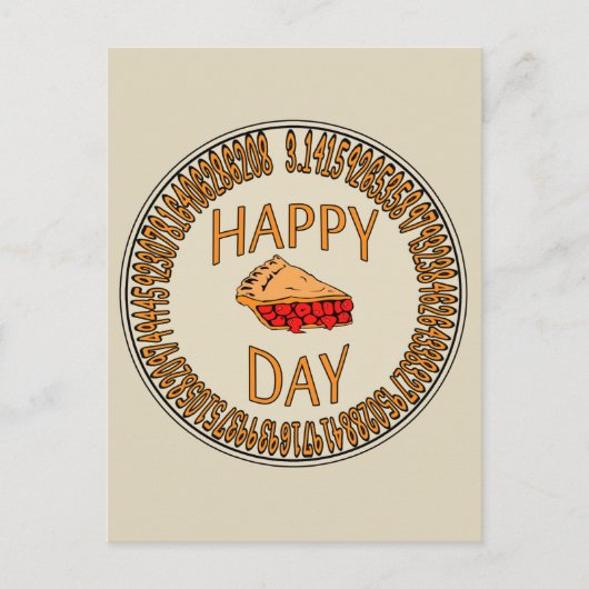 Fijne PI-dag met plakje Pi Briefkaart (Voorkant)