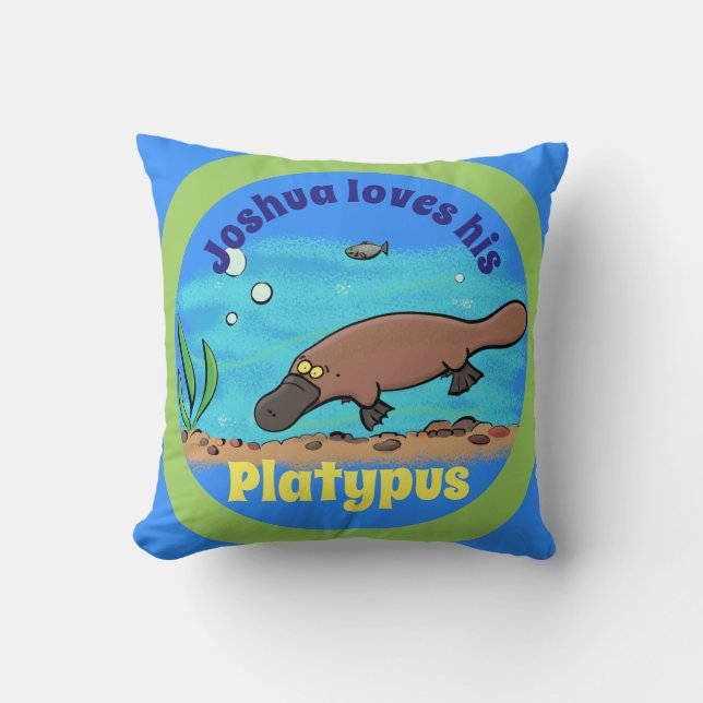 Fijne platypuszwemstang op de cartoon kussen (Voorkant)