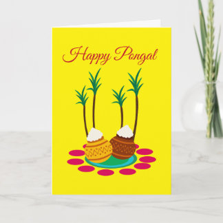 Fijne Pongal, met een pot rijst en planten kaart
