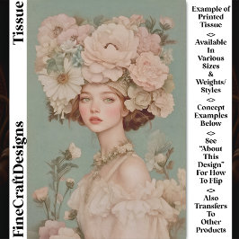 Fijne Portret Vrouw Bloemen Hoofd CP2 Decoupage Tissuepapier
