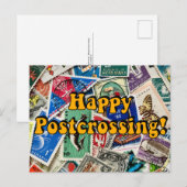 Fijne Postcrossing!  postzegelcollage Briefkaart (Voorkant / Achterkant)