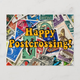 Fijne Postcrossing!  postzegelcollage Briefkaart